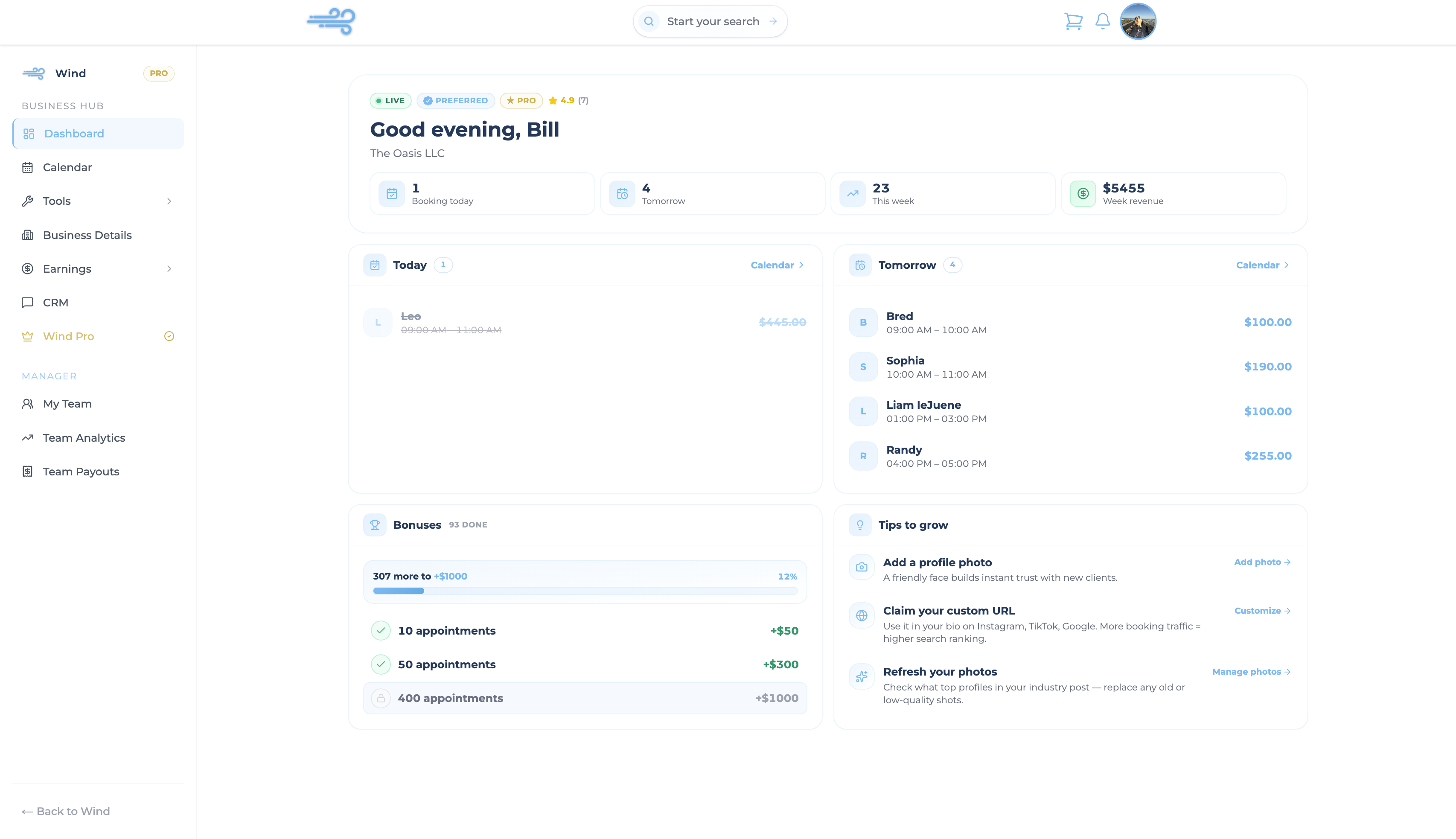 Wind Business Dashboard